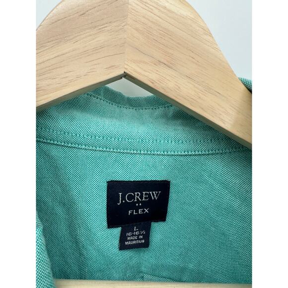 J. Crew Mens Flex Blue Green Button Down Dress Shirt Size L 16-16.5 Preppy - Picture 5 of 7